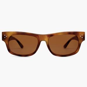 SOJOS Retro Rectangle Polarized Sunglasses for Women Men Vintage Shades UV400 Protection Sunnies SJ2338, Yellow Tortoise Frame/Brown Lens