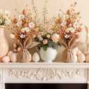 2 Pcs Neutral Easter Decorations 17 Inch Easter Table Centerpieces Decor Egg Tree Tabletop Decor Artificial Tree for Spring Party Home Decoration(Neutral Daisy)