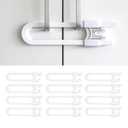 Sliding Door Lock, U-Shaped Adjustable Child Safety Latch for Double Handles, White, 4-Pack