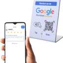 NFC Tap Google Review Stand - Boost Customer Feedback with Tap & Scan QR - No App, No Subscription - Works on iPhone & Android (Size 4.13"x2.75", 1 Pack) (White)