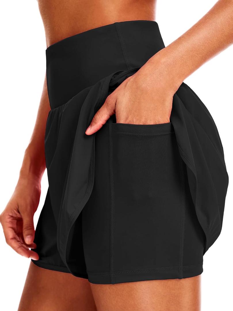 CADMUS 2 in 1 Women's 5'' Workout Athletic Gym Running Shorts for Women Phone Pockets (Medium)