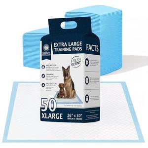 American Kennel Club Scented Puppy Pads –X-Large – 30x26 Ultra Absorbent 6-Layer Pee Pads with Odor Control & Quick-Dry Gel – Fresh Scent – 50 Count