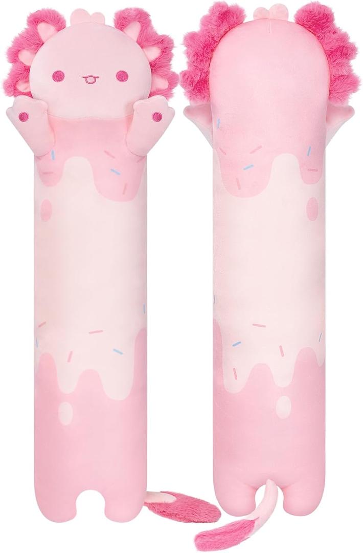 Mewaii Long Axolotl Plush 5 Sizes, 120% Extra Filling Giant Plushness Kids Body Pillow, Kawaii Cute Pink Axolotl Stuffed Animals Plushies, Big Long Body Pillow Cat Plush Gift for Girls 20 (19.6in/50cm)