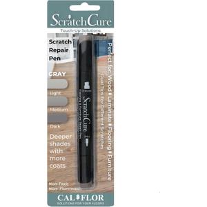 Cal-Flor PE49401CF ScratchCure 3 Shade Double Tipped Repair Pen for Use on Wood, Laminate, Flooring & Furniture, Gray