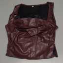 SOLY HUX Women's PU Leather Square Neck Tank Tops Sleeveless Slim Fitted Party Club Crop Top S