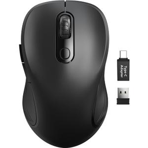 Trueque Wireless Mouse for Laptop, 2.4GHz Ergonomic Computer Mouse with Back & Forward Buttons, 3 Adjustable DPI Levels, 6 Buttons, Optical USB Cordless Mice for Windows PC (Ink Black, 1 Pack)