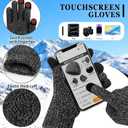 Mens Hat and Gloves Set, Warm Beanie Knit Long Scarf Fleece Lined Winter Hats Touchscreen Gloves for Men (Style A-grey Black)