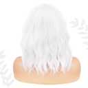 BATISI White Wavy Wig with Bangs Soft Short Bob Wigs for Women Synthetic Shoulder Length Women's Curly Wigs for Costumes Cosplay Daily