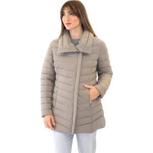 Nine West Women’s Short Puffer Coat with High Collar and Zip Pockets – 29" Length - Taupe (2X-Large)