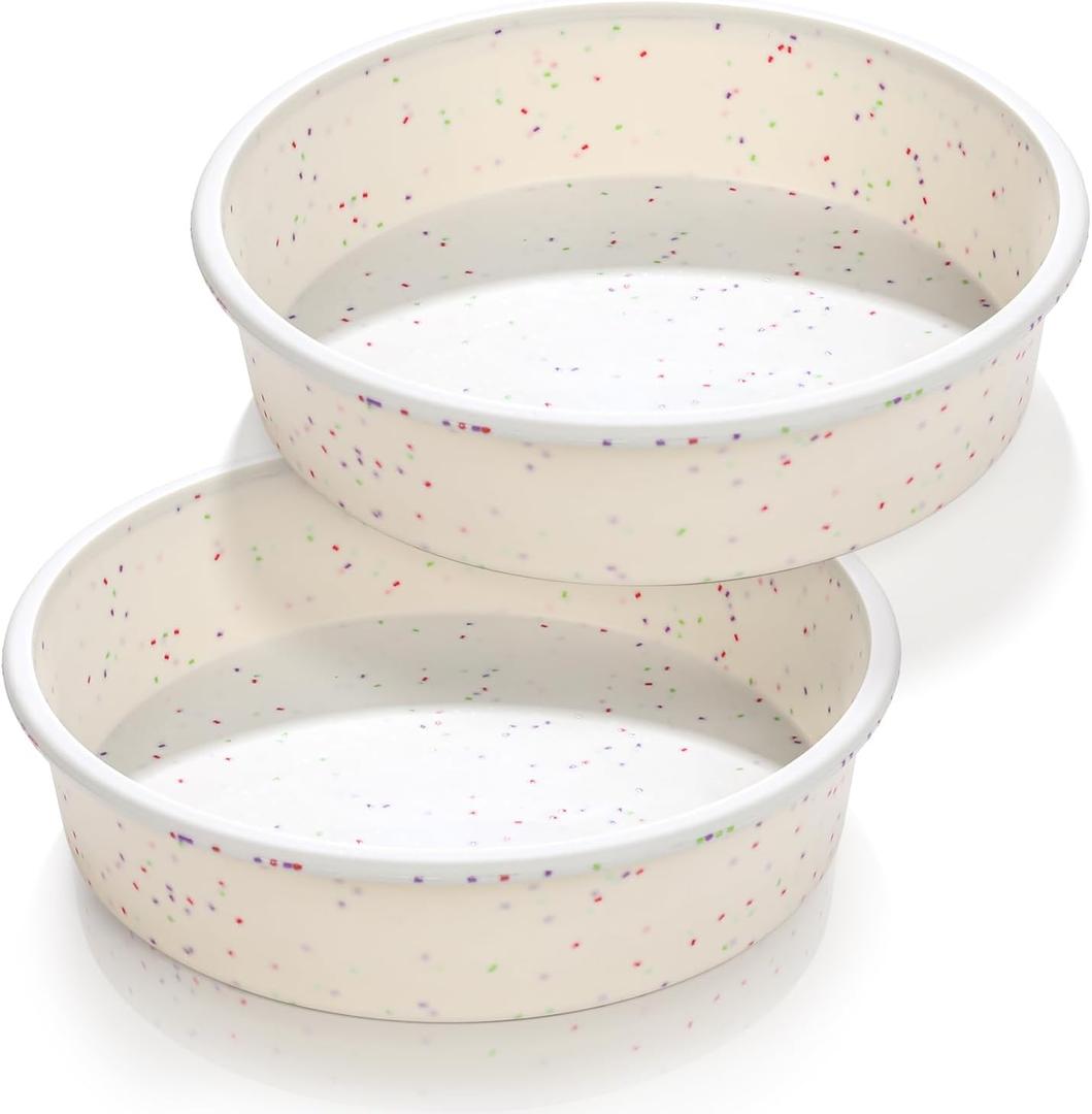 Vinino 6 Inch Silicone Round Cake Pan with Metal Reinforced Frame Set of 2, Nonstick Silicone Springform Pan for Baking Suitable for Making Layers, Cheese & Chocolate Cakes (Cream:2 PCS)