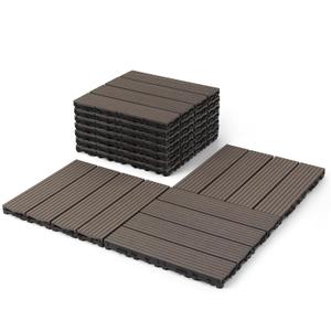 Composite Interlocking Deck Tiles Outdoor, 12"x12" Waterproof Decking Tiles Outdoor, Wood Grain Outdoor Deck Tiles for Patio Balcony Poolside, Waterproof Decking Tiles, 10 Pack, Gray