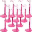 Yaocom 12 Pcs Action Figure Stand Action Figure Display Holder with Expandable Waist Wire for 8" to 12" Model Bear Display Rack(Rose Pink)