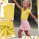 Oakgarden Girl's T-Shirts Summer Tops Teen Cap Sleeve Shirts Kids Scoop Neck Fitted Cute Casual Basic Tees (9-10 Years, Yellow)