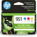 HP 951 Cyan, Magenta, Yellow Ink Cartridges (3 pack)| Works with HP OfficeJet 8600, HP OfficeJet Pro 251dw, 276dw, 8100, 8610, 8620, 8630 Series | Eligible for Instant Ink | CR314FN, Combo 3-Pack