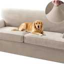 T Cushion Sofa Slipcover 3 Piece Sofa Covers for 2 Large Cushion Couch Thick Velvet Couch Cover Stretch Furniture Covers with 2 Individual T Cushion Covers, Washable (2 Cushion Sofa, French Oak)