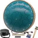 BETESINE 13-Inch 15-Note Steel Tongue Drum  C Major  Handpan Steel Drum for Meditation, Yoga & Relaxation  Includes Mallets, Music Book & Carry Bag (Malachite Green)