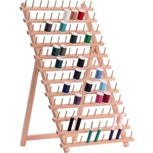 US Art Supply Premium 120-Spool Thread Holder: Wooden Sewing & Embroidery Thread Storage Organizer