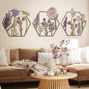 Peryiter 3 Pcs Metal Flower Wall Decor Minimalist Floral Wall Hanging Decor Meta Flower Art Floral Decor for Living Room Bathroom Kitchen Indoor Outdoor(Colorful)