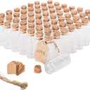 64PCS Cork Stoppers Glass Bottles, DIY Decoration Small Tiny Glass Jars Favors,Mini Vials Cork,10ml Storage Container for Art Crafts for Wedding Party Supplies