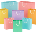 Hallmark Recyclable Gift Bag Assortment (8 Bags: 3 Small 6", 3 Medium 9", 2 Large 13") Pastel Blue, Pink, Yellow, Purple, Orange, Green for Birthdays, Easter, Baby Gifts, Bridal Showers