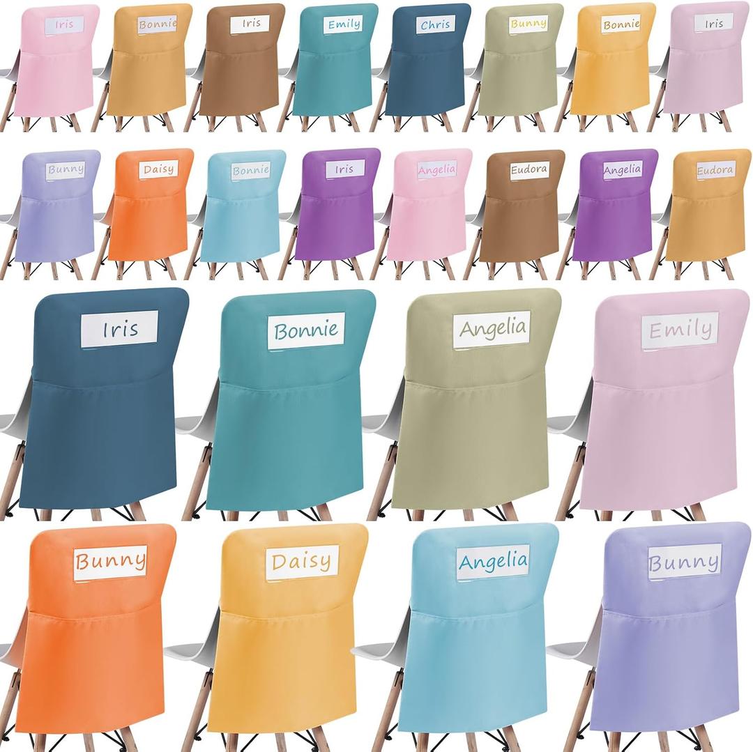 Chapou 17.3 x 20 Chair Pockets with Name Tag for Classroom, Morandi Color