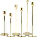 12 Pcs Lemon Gold Candlestick Holders, Tall Taper Candelabra Stands fits 3/4 inch Thick Pillar Candle Stick, Elegant Decor Set for Table Centerpiece, Floor, Fireplace as Date, Festival, Fitting.