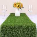 Kesfey Artificial Grass Table Runner 14 x 48 Inch Washable Synthetic Grass Table Runners Durable Trimmable Grass Rug Roll Tabletop Decorations Faux Grass Table Runner for Tea Golf Party Decorations
