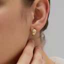 18K Gold Plated Huggie Hoop Earrings for Women, 925 Sterling Silver Post, Hypoallergenic Small Earrings (Charlotte Pav Huggies)