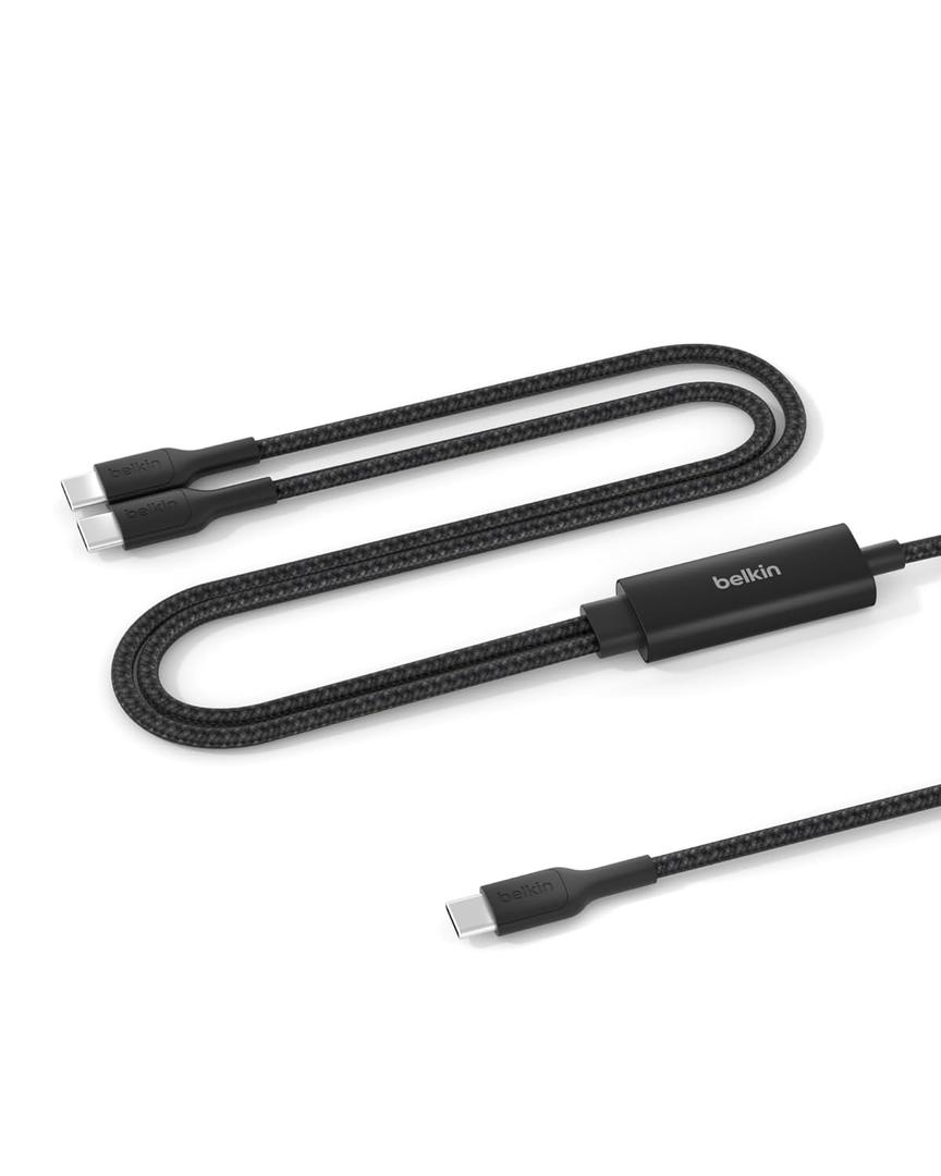 Belkin 2-in-1 USB C to USB C Cable 140W, 5ft Braided Dual Charging Cable - Fast-Charging Combo Cord w/Smart Power Sharing for MacBook, iPhone, iPad, Samsung, Pixel, & More - Travel Essentials - Black