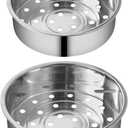 2Pcs Stainless Steel Metal Basket Round Steam Holder Tray Rack Stand Food Grade Steamer Steam Basket for Rice Cooker Warmer Kitchen Cookware for Vegetable, Fish, Meat (2 Sizes)