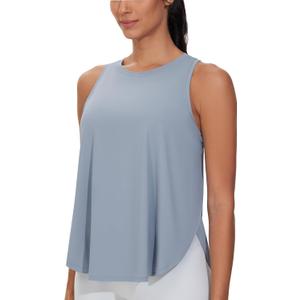 THE GYM PEOPLE Womens Racerback Workout Tank Tops Split Side Loose Fit Sleeveless Yoga Running Shirts with Curved Hem (Blue, M)