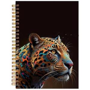 Yhtrg Preppy Leopard Spiral Notebooks, Leopard Print Journaling Notebook, Trendy Aesthetic Journal for Note Taking, Gift for Cheetah Lovers Women Men, Black Hardcover Notebook for School,5.5x8.3 Inch