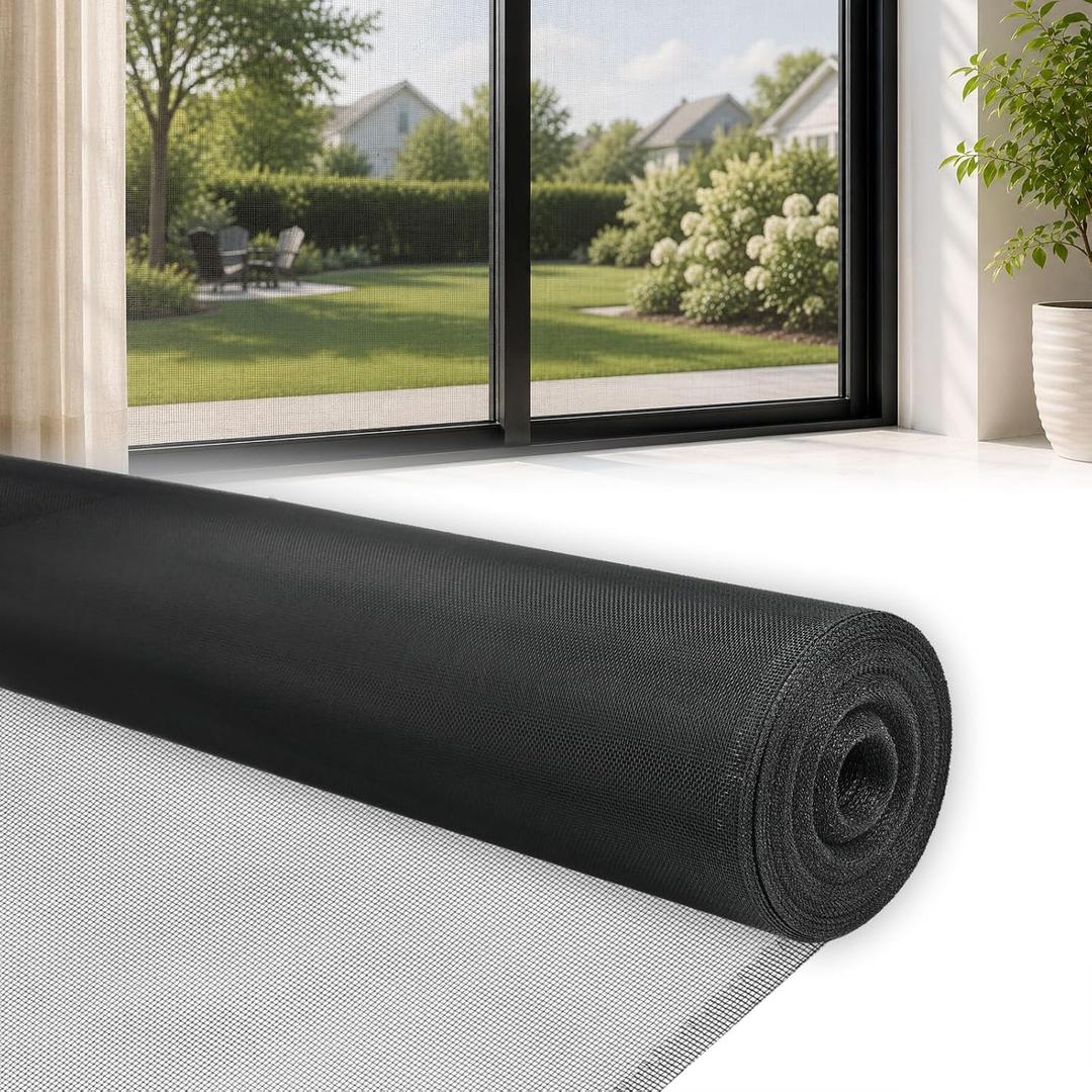 Black Aluminum Screen Mesh Roll 36 in x 100 ft, 18 x 16 Mesh for Windows, Balck 36In x 100Ft