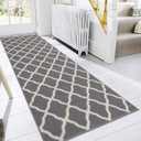 SHACOS Hallway Runner Rugs 2.6x8 ft Washable Long Rug Runner Non Slip Rubber Backing Kitchen Rug Hall Carpet Runner Dirt Trapper Floor Mats for Entryway Bedroom Laundry Room, Light Gray