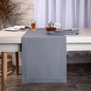 D'Moksha Homes Charcoal Grey Table Runner 14 x 72 Inch - Faux Linen - Wrinkle Resistant, Machine Washable - 100% Recycled Fabric