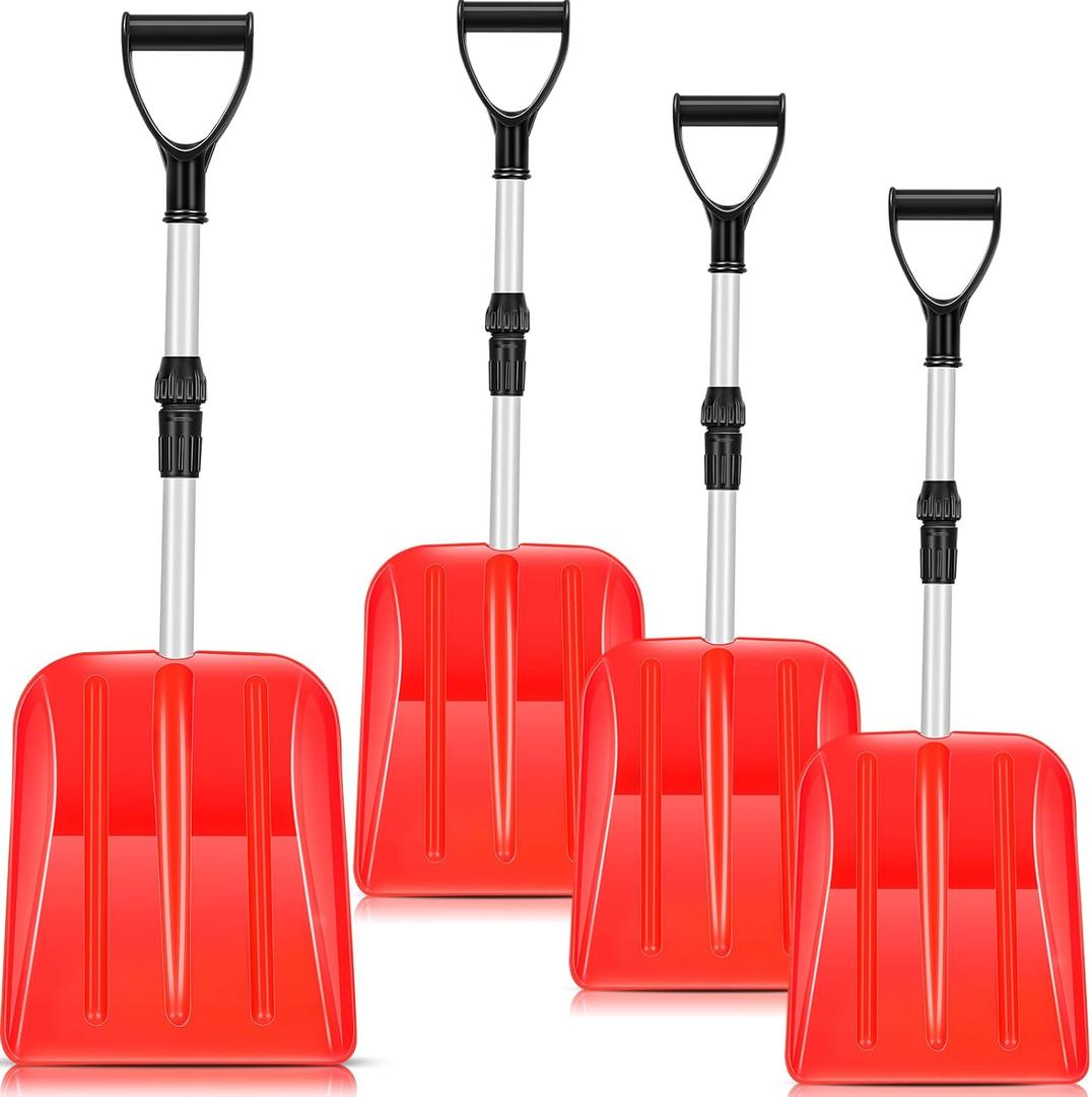 Lasnten 4 Pcs Kid's Snow Shovel Plastic Digging Lightweight Portable Beach Shovels for Kids Boys Girls Home Yard Garden Outdoor Activities Snow Removal(Red)
