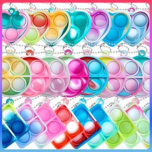 Pop Fidget Keychain It Mini Fidget Toys Bulk 30 Pack Party Favors for Kids 4-8,8-12 Year Boys Girls Push Pops Bulk Toys Its Small Prizes for Kids Classroom Birthday Party Favors Bubble Poppers