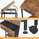 HOMEKOKO 3-Tier Bookshelf with Adjustable Flip Top, Living Room Industrial Movable Bookcase, Rustic Book Shelf with Drawer, Wood-Metal Rustic Bookshelves (Rustic Brown)