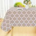 Smiry Rectangle Table Cloth, Waterproof Vinyl Tablecloths with Flannel Backing for Rectangle Tables, Wipeable Spillproof Plastic Tablecloth for Dining, Camping, Indoor and Outdoor (52"x70", Khaki)