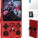 R36MAX Retro Handheld Gaming Console, Built-in 22,000+ Classic Games, Open Source Linux System, Portable Game Emulator Console, 4.0-Inch 4K HD IPS Screen Video Player, 4000mAh Battery (Red 128GB)
