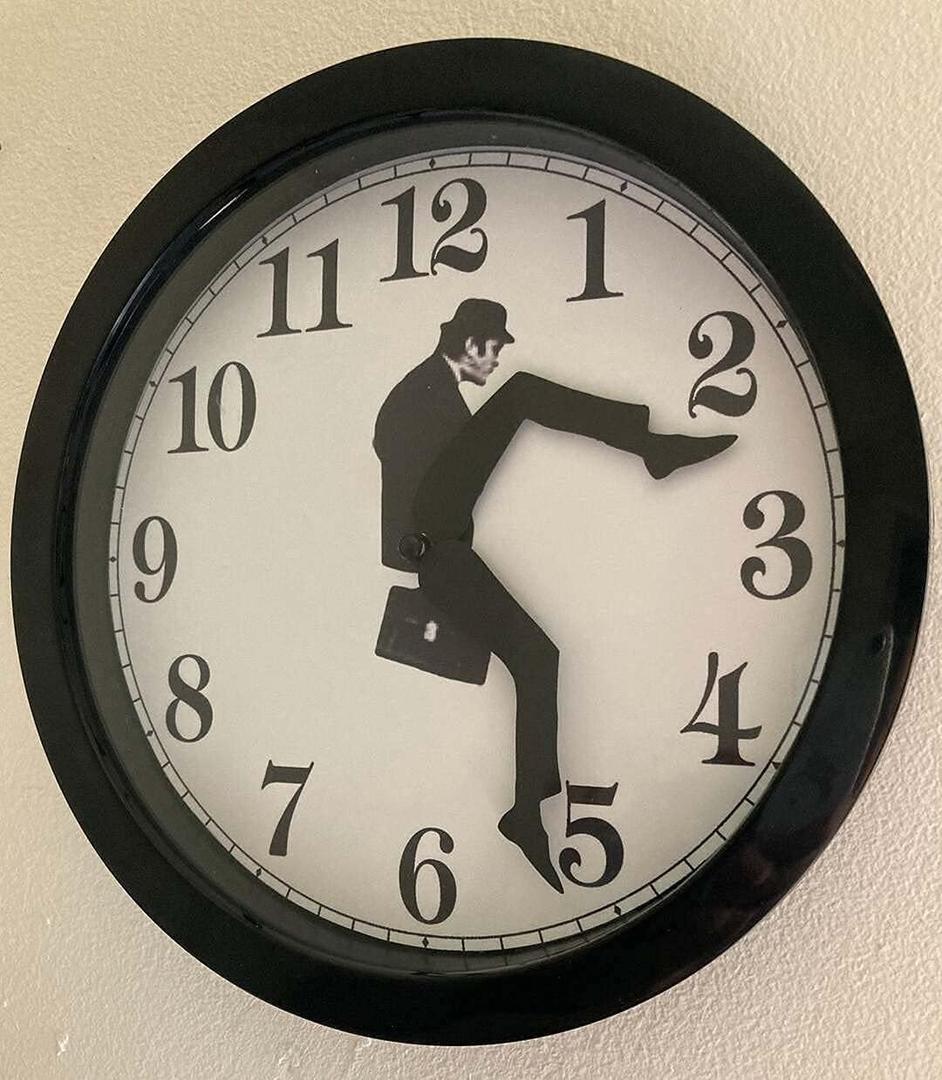 Ministry of Silly Walk Wall Clock with Cover - Creative Wall Clock Artwork, Precise Sweep Seconds Silent Clock No-Ticking for Bedroom, Office & Library Wall Decorations (Black)