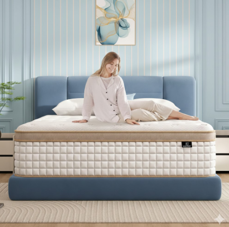 California King Size Mattress, 12 Inch Hybrid Mattress in a Box, Memory Foam and Individual Pocket Springs, Innerspring Medium Firm for Pressure Relief, Edge Support, No Odor, CertiPUR-US (White)