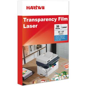 11x17 Laser Transparency Film,50 Sheets 4mil Double Sides Overhead Projector Film for Laser Jet Printer and Copier,Transparent OHP Film Paper A3 Menu Size