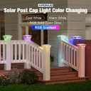 APONUO Solar Post Cap Lights Color Changing 6 Pack - RGB 8 Solid & Gradient Colors, IP65 Waterproof, for 4x4 5x5 6x6 Wood Vinyl Fences, Deck, Patio, Yard (White)