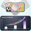 Magnetic for iPhone 13 Pro Max Magsafe Case Cute Aesthetic - Durable Shockproof 6.6 ft Drop Impact Phone Case Cover with Funny Fashion Passion Flower 6.7" Black