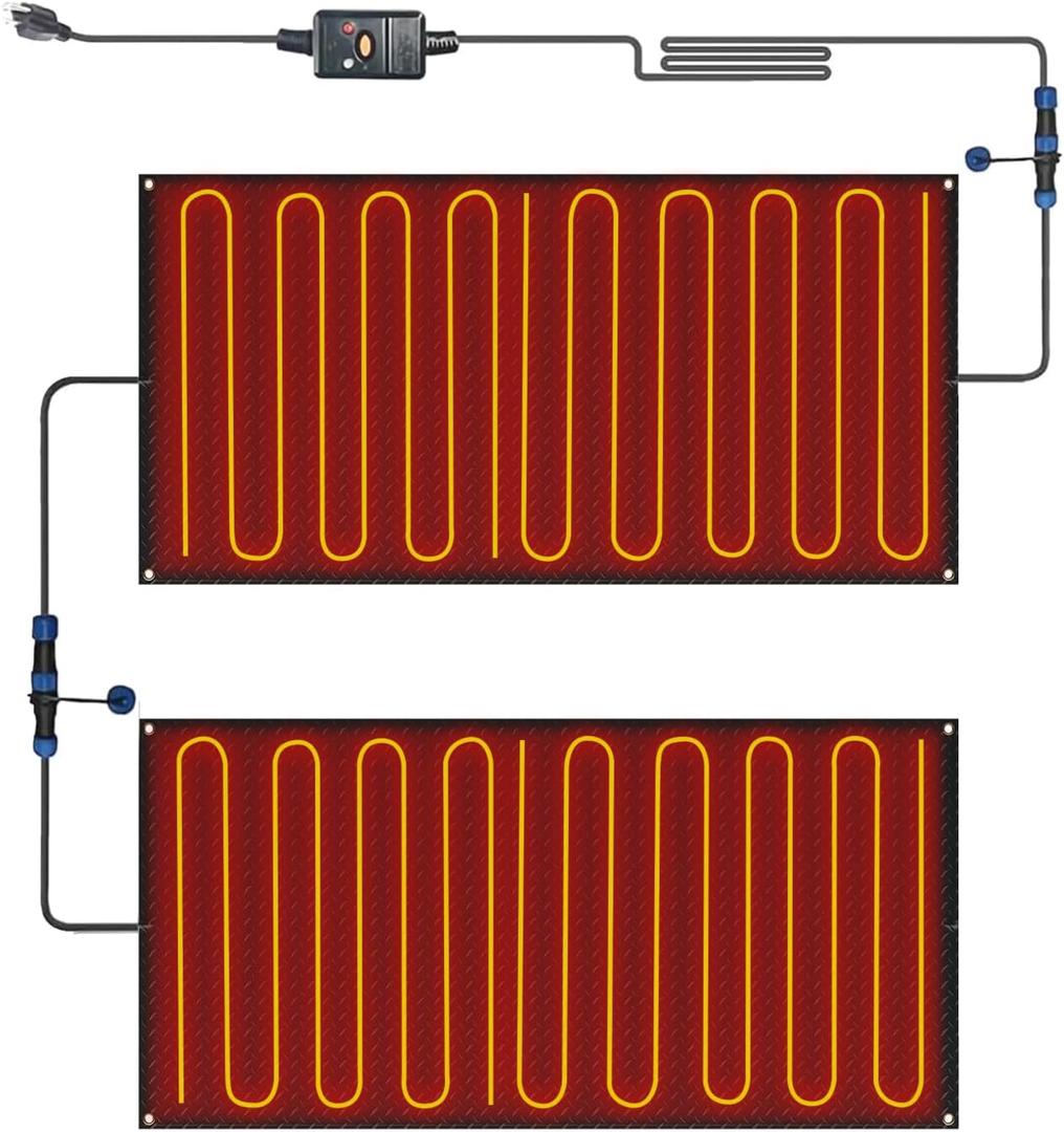 Snow Melting Mats, Heated PVC Winter Mat with Power Cord, 3IN/H Speed Snow and Ice Melting Pads for Outdoor Sidewalks, Steps (30in x 60in)