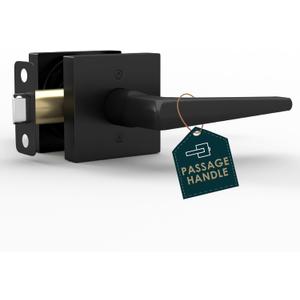 Mega Handles Schein Passage Door Handle - 1 Pack Reversible Black Door Handle, Heavy Duty No Lock Door Handles Interior for Closet & Hallway, Fits All Standard Door Sizes - Matte Black