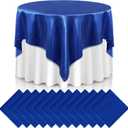 Newwiee 12 Pcs 72 Inch Satin Tablecloth Square Overlay Smooth Fabric Tablecloth Satin Table Cover Fabric Decoration Dining Cloths for Party Wedding Banquet Table Decoration(Royal Blue)