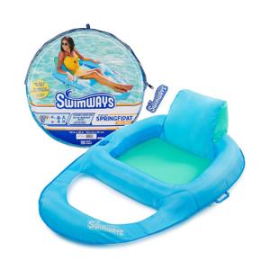 SwimWays Spring Float Premium Recliner Pool Lounger, Inflatable Pool Floats Adult with Fast Inflation for Ages 15 & Up, Sky Blue