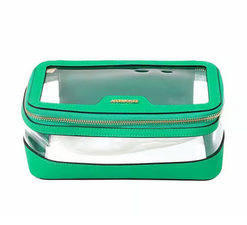 'FLAWLESS' Clear/Green Cosmetic Case (8in. x 6in)